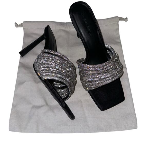 NEW NWT Jonathan Simkhai Lena Crystal Embellished Open Toe Mules Heels Size 39 - Picture 8 of 13
